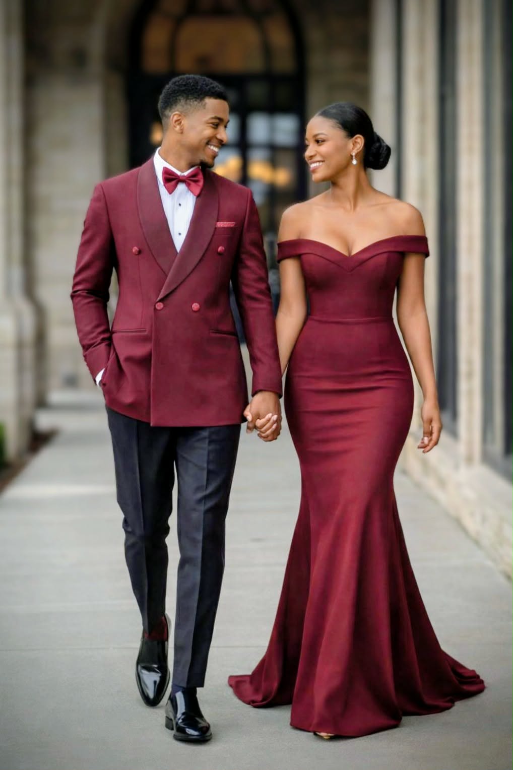 Burgundy Suit and Dress
