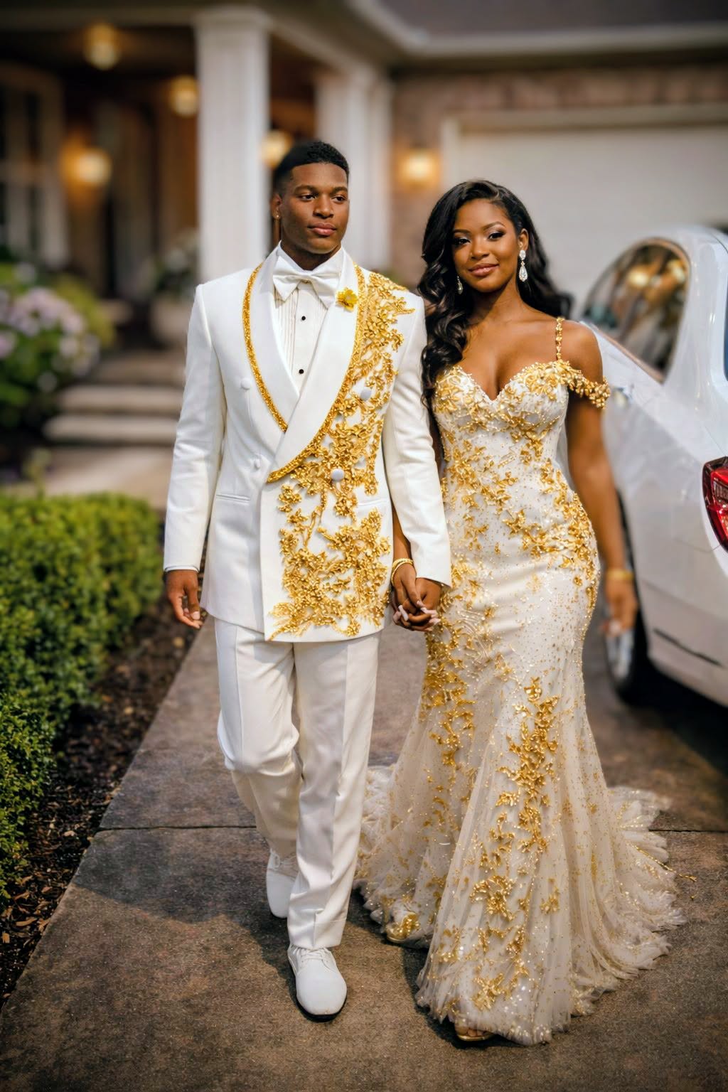 Couple outfit - white Suit and Dress