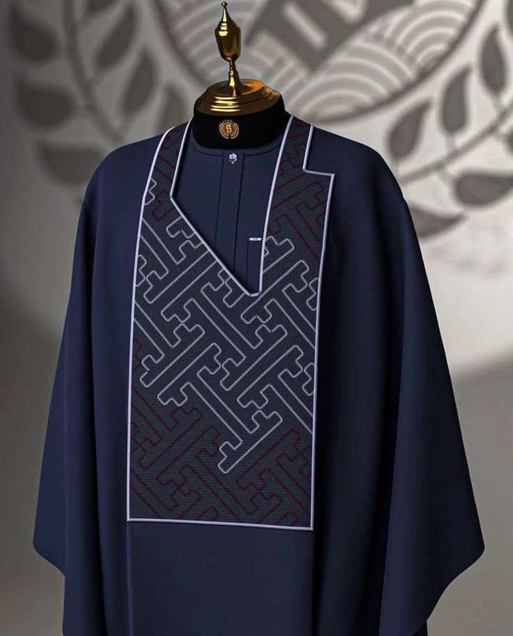 Custom deep blue Agbada